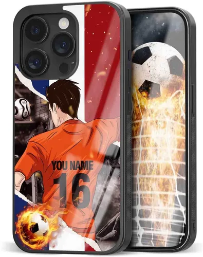 Vista 15 de Fundas personalizadas con nombre y número de fútbol para iPhone 11, 12, 13, 14, 15, 16, 17, 16 Pro Max Plus Mini, Samsung Galaxy Note10 Note20 S8 9