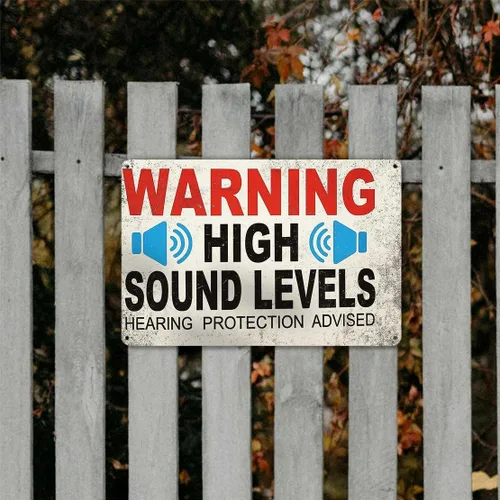 Vista 4 de Funny Metal Signs Posters HIGH SOUND LEVELS Sign Wall Art for Yard Sign Outdoor Lawn Garden Home Decor 8X12inch