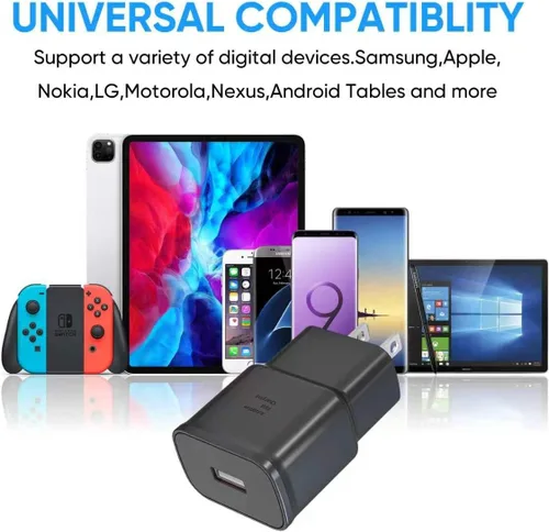 Vista 4 de Adaptive Fast Charging Block USB Wall Charger Adapter Compatible with Samsung Galaxy S25/S24/S23/S22/S22 Ultra/S21/S20/S10/S9/S8/S7/Edge/Note 10