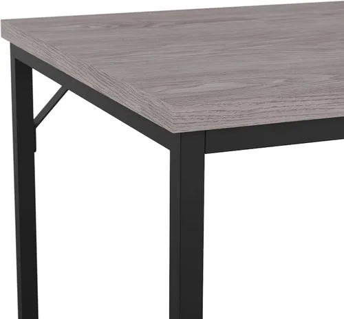 Vista 12 de Martha Stewart Noah Home Office Parsons Escritorio en grano de madera gris con marco de metal de bronce aceitado