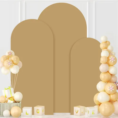Vista 10 de MODFUNS Cubierta de Arco de Boda de 6 pies Beige de Spandex Cubiertas de Arco Chiara Cubierta de Telón de Fondo de Arco para Cubiertas de Arco Telón