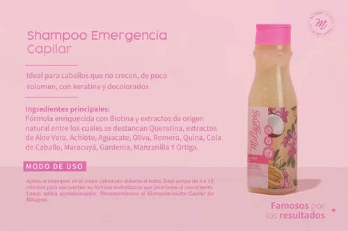 Vista 2 de Milagros Shampoo Emergencia Capilar Productos Colombianos para el Cuidado del Cabello para Crecimiento, Fortalecimiento y Reparación Natural Set