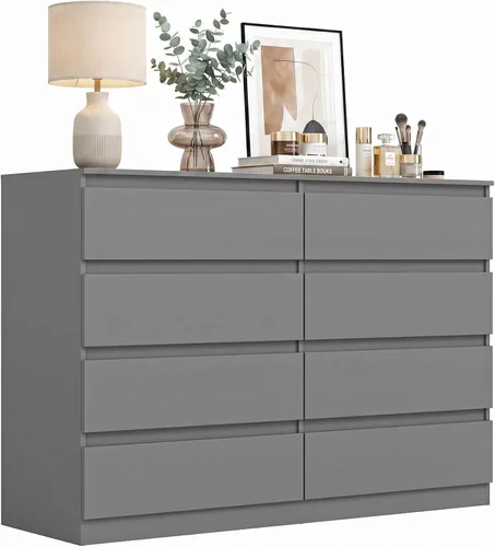 Vista 21 de Spaco Cómoda negra para dormitorio, cómoda moderna de 6 cajones con cajón profundo, amplia cómoda de almacenamiento, muebles organizadores de Negro