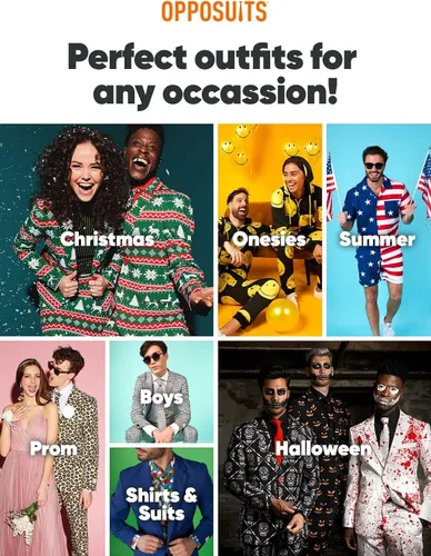 Vista 5 de Opposuits Disfraces de traje de fiesta metálica brillante para hombre, traje completo con chaqueta, pantalones y corbata