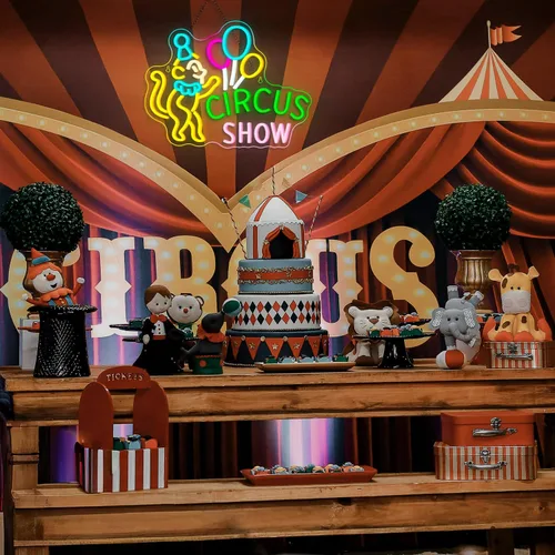 Vista 7 de Lucunstar Letrero de Neón LED de Mono Letrero de Circo LED con Payaso y Globos para Parque Temático Decoración de Carnaval LED para Restaurante