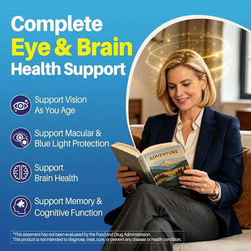 Vista 3 de Suplemento de luteína y zeaxantina, gomitas para la salud ocular, fórmula basada en AREDS2, Omega-3, zinc, enfoque cerebral y aprendizaje, apoyo