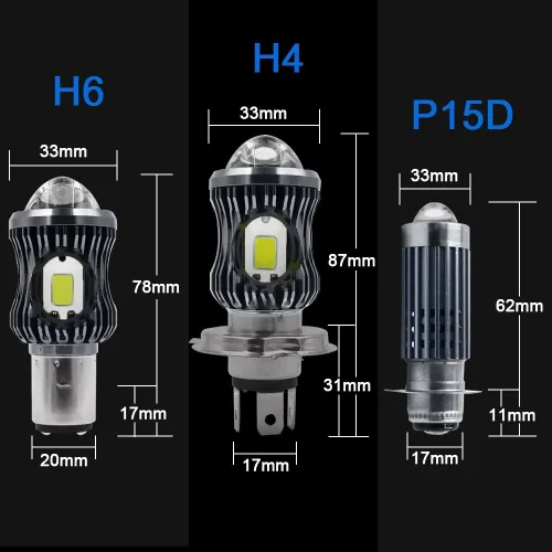 Vista 2 de YSY 1 unidad 10000 lm H4 LED Moto HB2 9003 HS1 Bombillas LED para faros de motocicleta con lente CSP, luz blanca y amarilla, lámpara Hi Lo, Gris