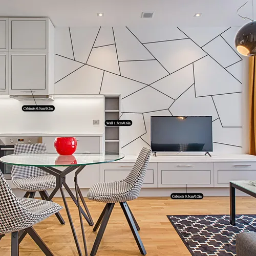 Vista 6 de Azulejos de suelo con líneas de lámina dorada, cinta de espejo metalizada, adhesivo autoadhesivo para azulejos, cinta decorativa impermeable
