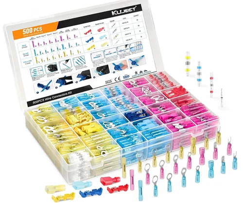 Vista 9 de Kuject Conectores de Cable Termorretráctiles Ultimate, Kit de 1500 Conectores de Pala Eléctricos Impermeables, Terminal de Pala de Horquilla