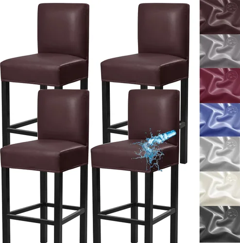 Vista 10 de Fundas para taburetes de bar, paquete de 2 fundas elásticas impermeables de poliuretano con respaldo, fundas extraíbles para taburetes de bar