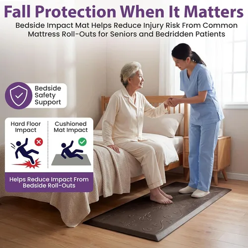 Vista 5 de ProHeal Tapete de otoño para ancianos, tapete antideslizante para personas mayores, prevención de caídas de seguridad en la mesita de noche, Marrón