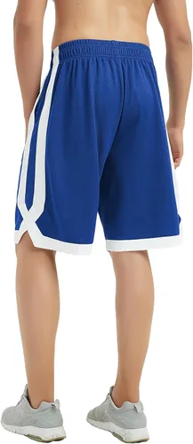 Vista 15 de TopTie Pantalones cortos de baloncesto de malla de 7 pulgadas con bolsillos para hombre, pantalones cortos deportivos activos de 2 tonos, pantalones