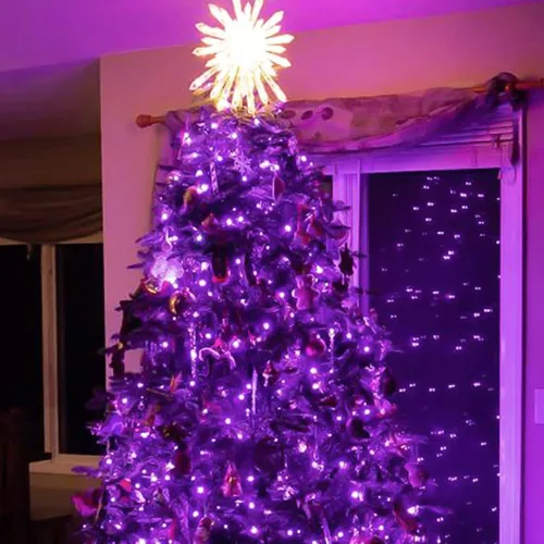 Vista 7 de Paquete de 12 luces de Halloween moradas que funcionan con pilas, luces de cadena de 7 pies, 20 luces LED de hadas, luces mini impermeables, cable