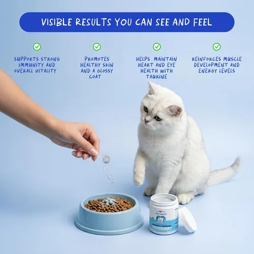 Vista 2 de Daily Support Multivitamínico para gatos, polvo de 4 onzas, L-lisina, taurina y espirulina para apoyo inmunológico y salud ocular, aceite de pescado