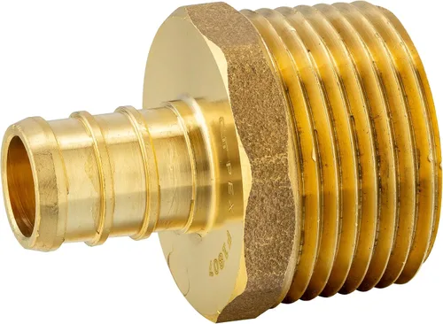 Vista 12 de 2 piezas Pex Barb Crimp accesorios de latón 1/2 pulgadas x 3/4 pulgadas NPT adaptador macho ASTM F1807,Para agua potable PEX1807024 (2)
