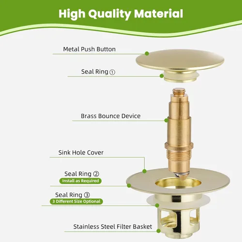Vista 7 de Colador universal de drenaje para lavabo de baño, mejorado con cesta de filtro de acero inoxidable extraíble, tapón desplegable 2 en 1 para orificio