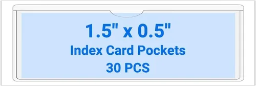 Vista 25 de 30 PCS Clear Self Adhesive Plastic Label Pockets, Top Loading Business & Library Index Card Holders, Peel and Stick Sleeves for Storage Bins, Totes