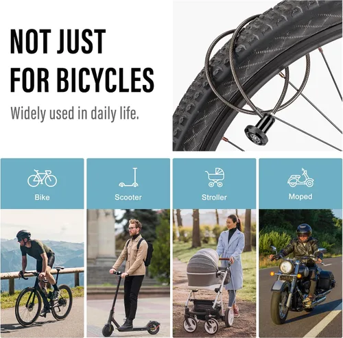 Vista 6 de Candado de cable de bicicleta – Cable de bloqueo de bicicleta – Bloqueo de cadena de bicicleta para casco de bicicleta, antirrobo para barras