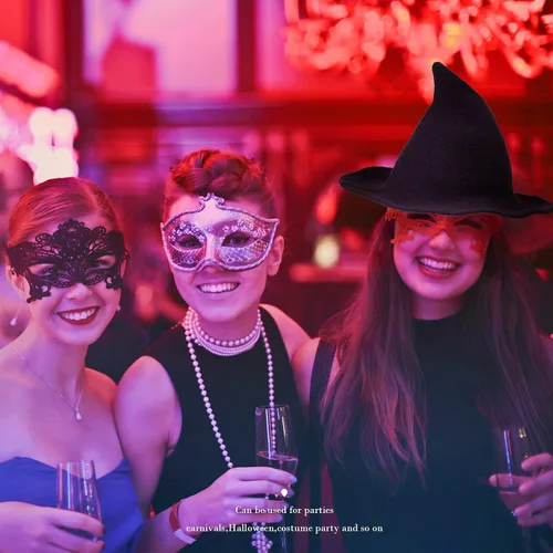 Vista 4 de Sombrero de bruja afilada de lana para mujer para Halloween Navidad fiesta de disfraces