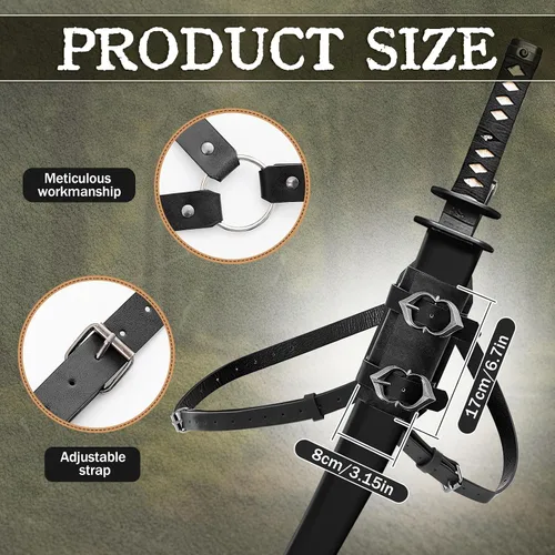 Vista 2 de Back Sword Holster Medieval Sword Holder Frog Negro