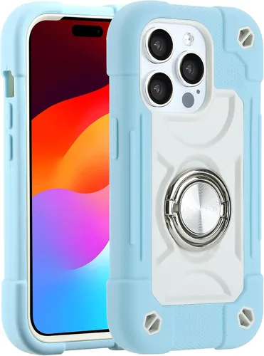 Vista 132 de MARKILL Funda compatible con iPhone 14 Pro de 6.1 pulgadas con soporte de anillo integrado, protección contra caídas de grado militar, carcasa Palta