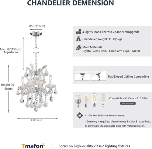 Vista 2 de Candelabros modernos de cristal para comedor, pequeños cristales para dormitorio, comedor, pasillo, isla de cocina, baño, armario