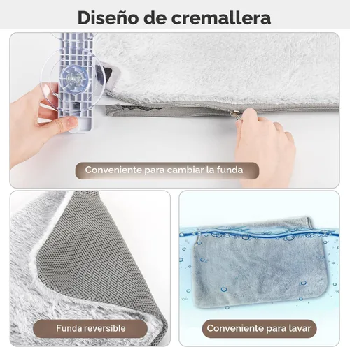Vista 5 de AMOSIJOY Percha de Ventana Inalámbrica para Gato, Hamaca para Gato para Pared con 4 Ventosas, Ancla y Tornillo para Dos Formas de Instalación
