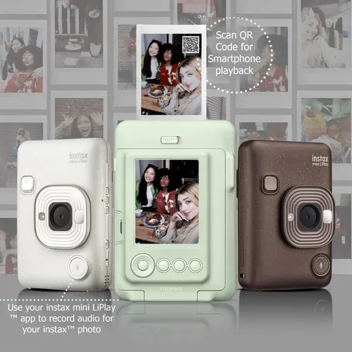 Vista 7 de Paquete de cámara instantánea Fujifilm INSTAX Mini LiPlay híbrida con 20 hojas de película INSTAX Mini, tarjeta microSD de 32GB, cable de carga USB