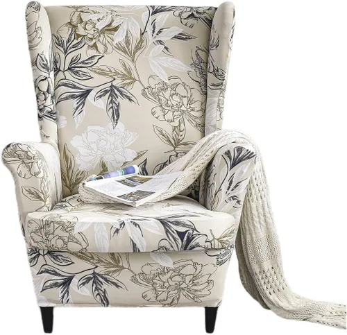 Vista 46 de Eco-Ancheng Funda para silla Wingback, 2 piezas, respaldo de ala, fundas de elastano para sillón con respaldo de ala, fundas para sillón con parte