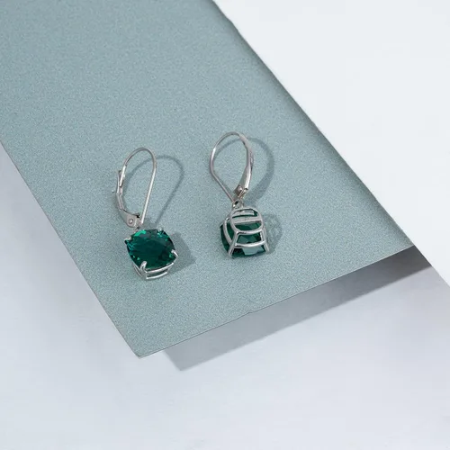 Vista 5 de Parade of Jewels - Aretes colgantes de oro blanco o amarillo de 14 quilates para mujer con piedras natales de 0.31 pulgadas, Metal Gema