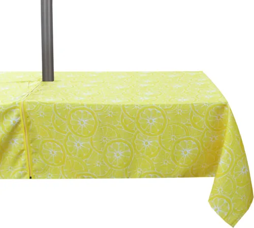 Vista 27 de Stripe Outdoor Tablecloth Water Resistant Polyester Fabric Table Cover with Zipper Umbrella Hole for Garden Patio Tabletop 60x84inch Rectangle,Black
