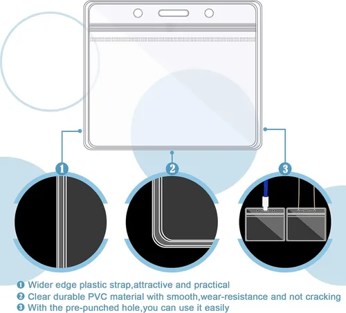 Vista 3 de Zonon 150 soportes horizontales transparentes para tarjetas de identificación, de plástico, fundas para tarjetas de identificación, fundas