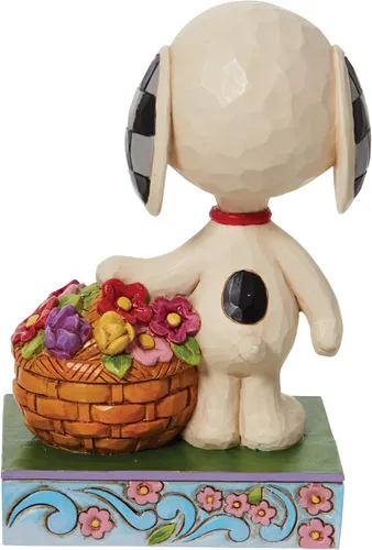 Vista 2 de Enesco Peanuts by Jim Shore Snoopy - Figura con cesta de tulipanes, 4.92 pulgadas, multicolor