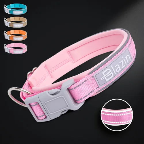 Vista 11 de BLAZIN Collar reflectante para perro con diseño de cierre de junta tórica para perros sensibles, acolchado de neopreno suave, collares para perros O