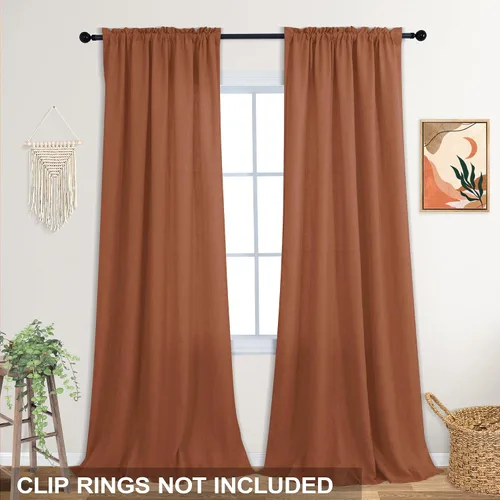 Vista 94 de KOUFALL Juego de 2 cortinas de puerta francesa, cortinas de lino para puerta/ventana, cortina transparente boho para cristal lateral delantero