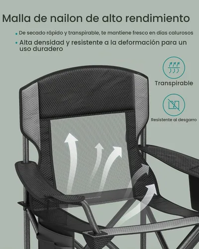 Vista 6 de SONGMICS - Silla de camping transpirable, respaldo alto, soporte para bebidas