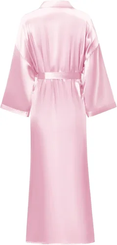 Vista 2 de Batas largas de satén suaves para mujer, batas largas de seda de longitud completa, kimonos, bata de baño sedosa, bata de baño