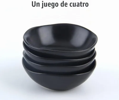 Vista 3 de Platos de cerámica mate para salsa de soja, cuencos de salsa de soja para sushi negra, platos de aperitivo con borde irregular para cocina, hogar