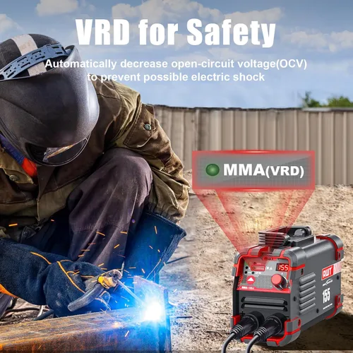 Vista 4 de AWT Soldador de palo 155Amp Mini soldador 2 en 1 Soldador ARC/elevación TIG máquina de soldadura 110/220V con VRD, pantalla digital IGBT Inverter