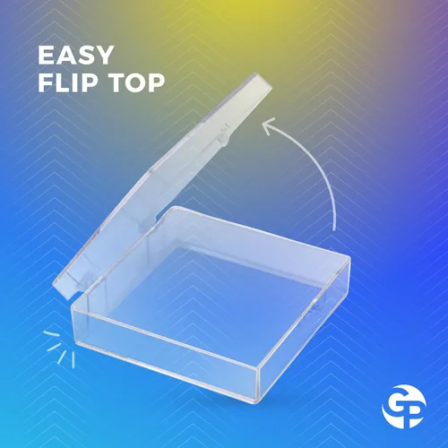 Vista 5 de Clear Hinged Caja de plástico 2 9/16" L x 2 9/16" W x 3/4" H – 20 piezas por pack