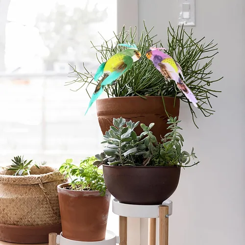 Vista 8 de NOLITOY 6 pájaros artificiales de espuma de simulación de cola larga, pájaros falsos para decoración de Navidad
