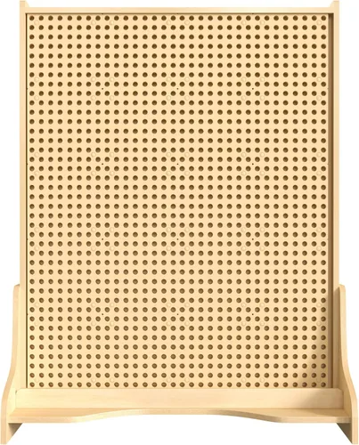 Vista 8 de Classroom Essentials Base de pared independiente de doble cara de madera con acabado natural de grado comercial con paneles de clavijas