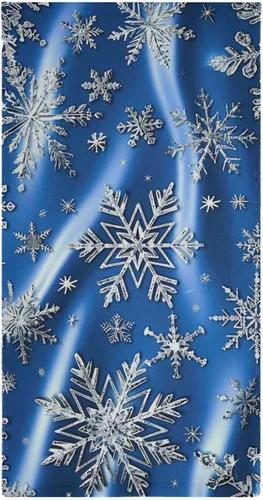 Vista 7 de Pfrewn Juego de 2 toallas de mano de copos de nieve azules de invierno, juego de 2 toallas de baño de nieve con purpurina brillante de zafiro de 16