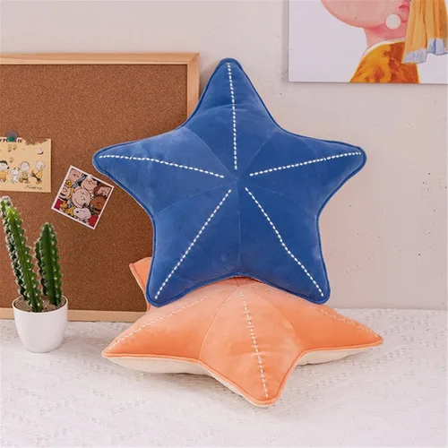 Vista 3 de Almohada de suelo de concha de estrella de mar para sofá, almohada de lectura para automóvil (azul, 19.6 pulgadas)