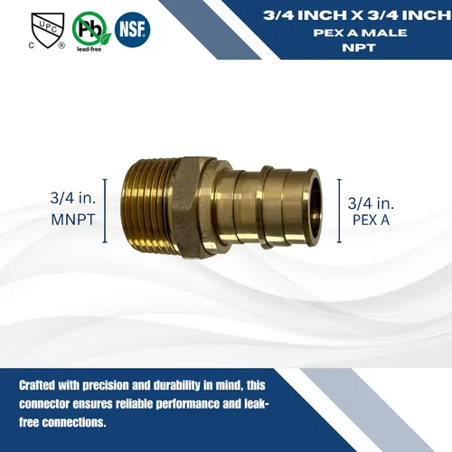 Vista 4 de 2 piezas XFITTING 3/4" Pex A Expansión x 3/4" Macho NPT Adaptador