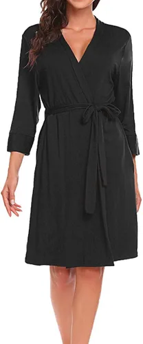 Vista 2 de Bluetime - Bata de algodón para mujer, kimono corto de algodón para usar como ropa para dormir o para relajarse.