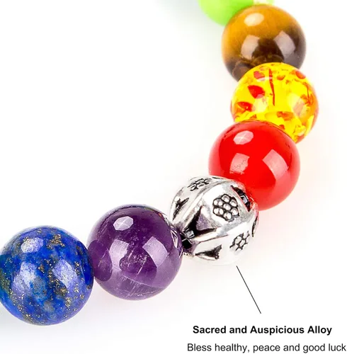 Vista 6 de Joyería, collar de pulsera de 7 chakras de árbol de la vida de 4.252in de color turquesa, Piedra, Piedra
