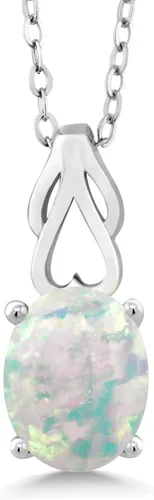 Vista 46 de Gem Stone King Collar de plata de ley 925 con piedra natal ovalada de 0.354 x 0.276 in Collar con colgante solitario para mujer Con cadena