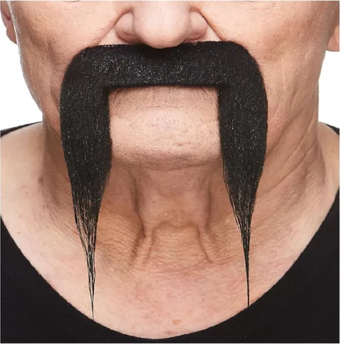 Vista 36 de Mustaches Self-Adhesive Fake Mustache, Synthetic Fur Costume Accessory Set Arqueólogo gris con blanco