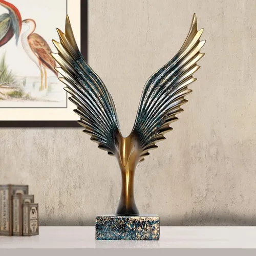 Vista 4 de Estatua china de feng shui, escultura de simulación, estatua de águila, ornamento para el hogar, sala de estar, gabinete de TV, adornos hechos a